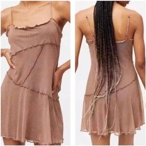 Urban Outfitters Brown Spaghetti Strap Dress Checkered Pattern